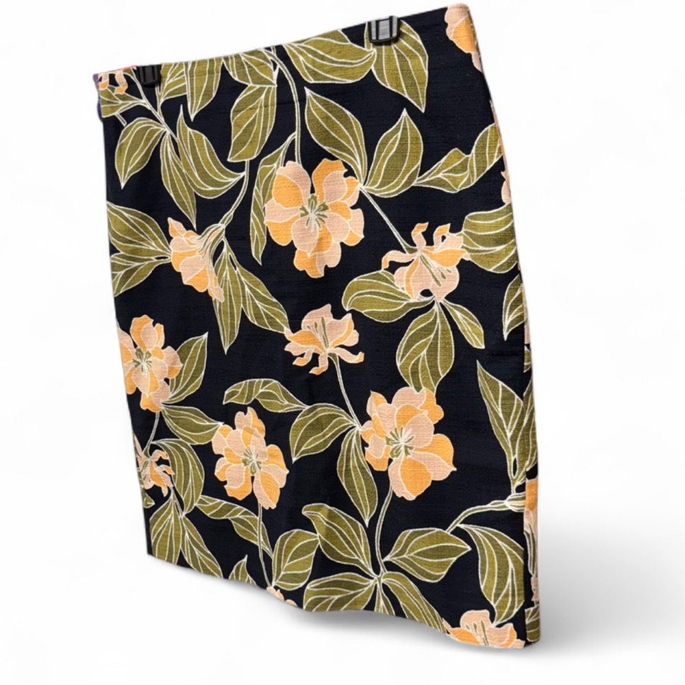 Ann Taylor Black Skirt with Orange Floral Design - Picture 2 of 6